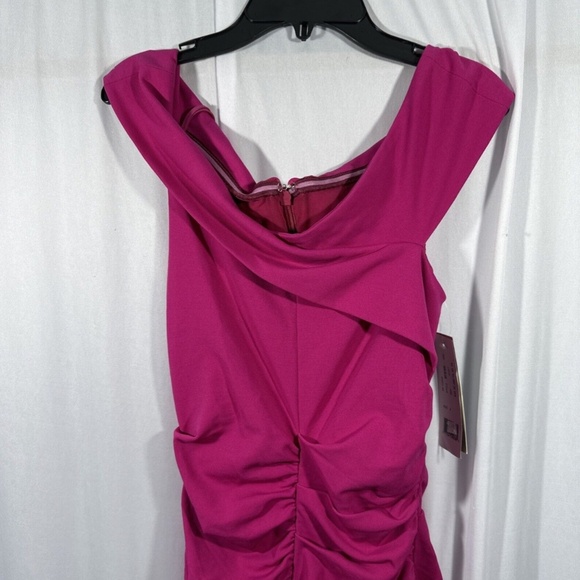 NWT‎ $385 Nicole Miller [ 4 ] Jersey Palazzo Off Shoulder Dress Very Berry - Picture 7 of 15